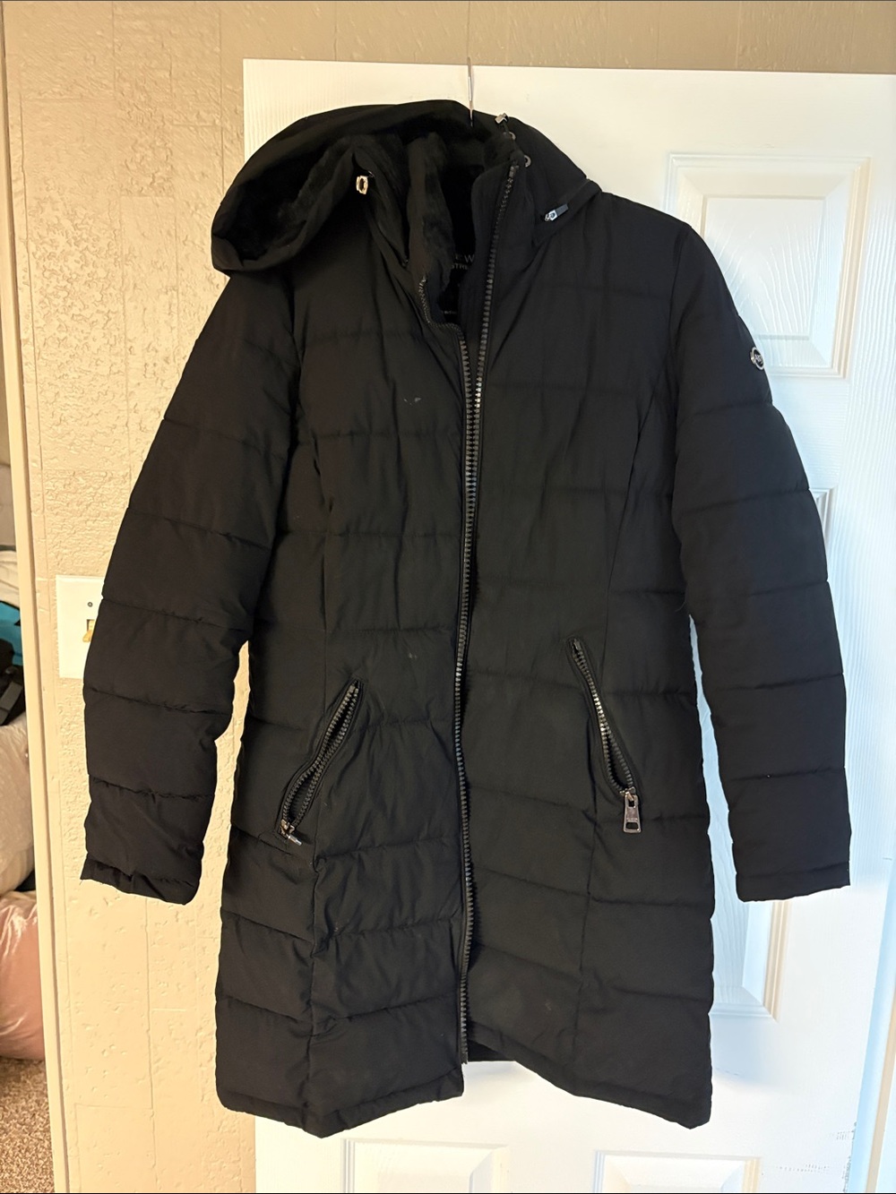 Andrew Marc Women's Long Stretch Parka Coat Long Parka Coat Black Size Small